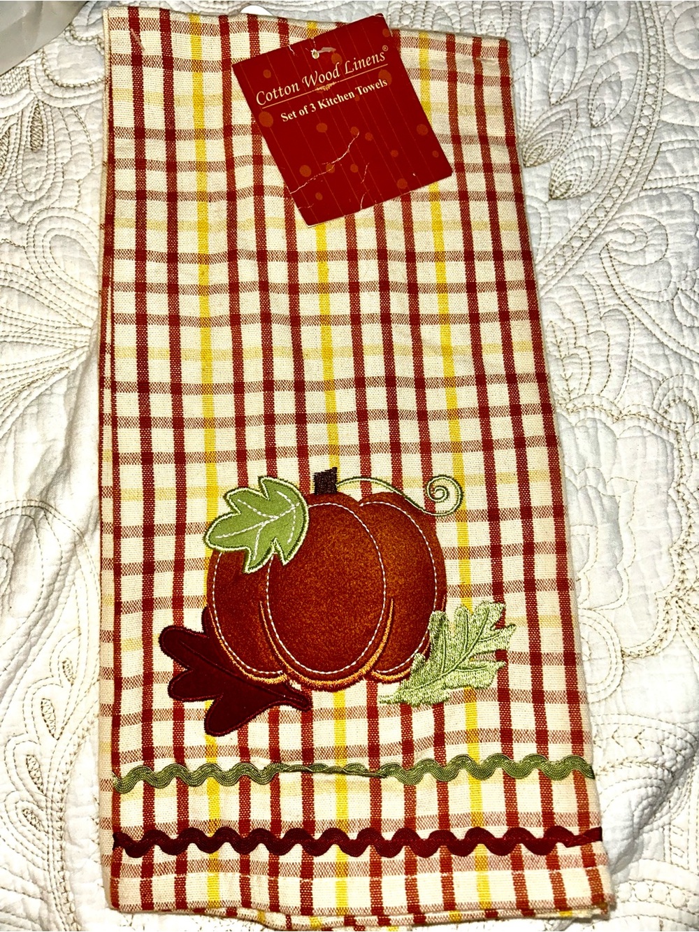 Red Plaid Pumpkin Kitchen Towel set of 3